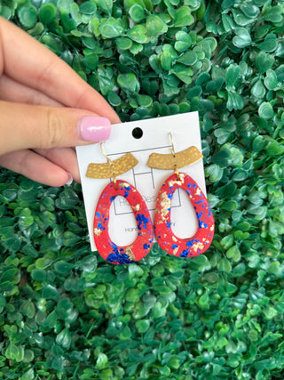 Red & Blue Circle Clay Earrings