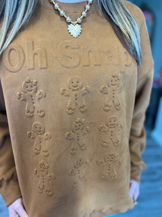 Gingerbread 3D Embossed Sweatshirt Pullover