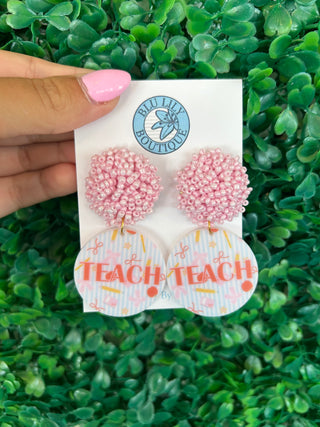Teach With Heart Beaded Statement Earrings