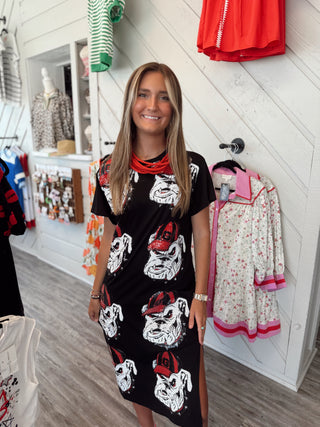 Queen of Sparkles Licensed UGA Mascot Midi Tee Dress