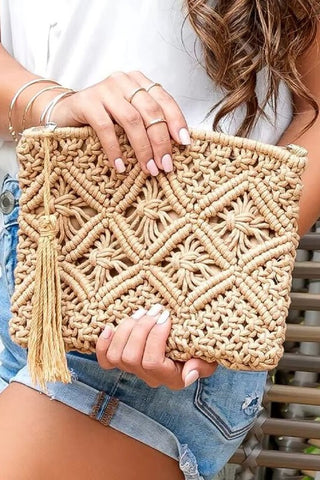 Boho Bloom Macrame Clutch
