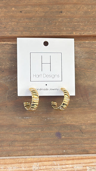 Golden Ribbed Huggie Earrings
