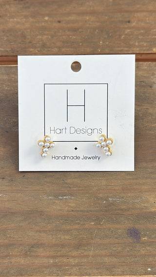 Pearl Cross Stud Earrings