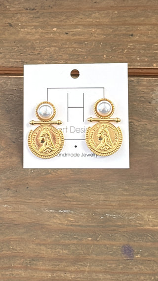 Pearl Coin Drop Earrings