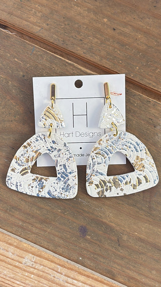 Ivory Gold Fleck Arch Statement Earrings