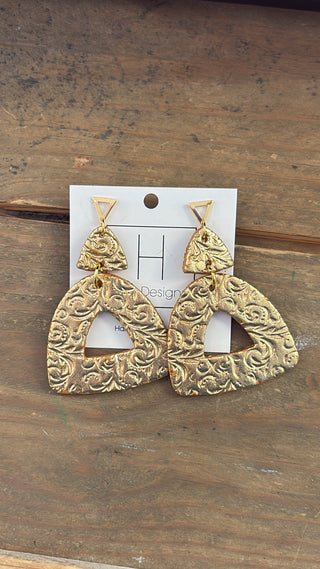 Golden Filigree Arch Statement Earrings
