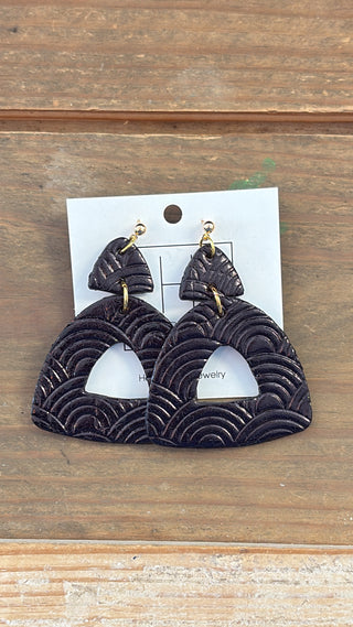 Midnight Textured Arch Statement Earrings