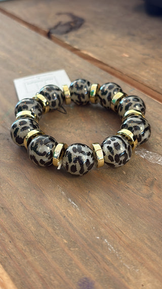Midnight Leopard Stretch Bracelet