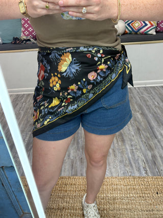 Garden Party Floral Tie Waist Scarf