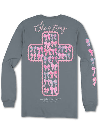 Simply Southern She is Strong Graphic Long Sleeve Tee