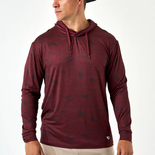Burlebo Performance Hoodie - Maroon Texas Camo