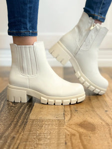Corkys As If Low Chunky Heel Boot Shoes in Ivory