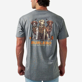 Burlebo Short Sleeve Tee - Camo Duck Dogs - Dark Heather Grey