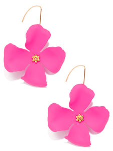 Matte Flower Threader Drop Earring in Pink