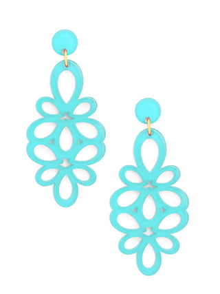 Resin Blooming Flower Drop Earring in Blue