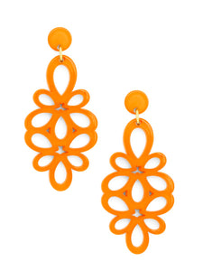 Resin Blooming Flower Drop Earring in Orange
