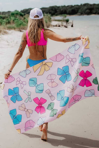 Girly Bows Cute Beach Towel: Multicolored