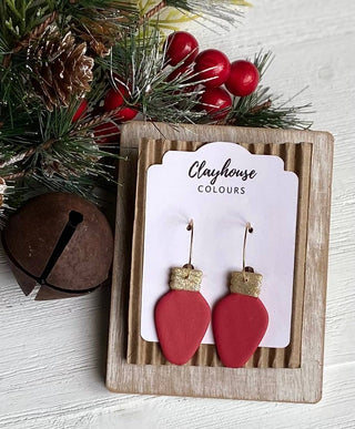 Christmas Earrings: Red Christmas Light
