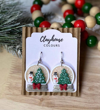 Christmas Earrings : Snowglobe with Snowman