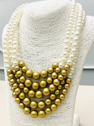 Golden Grace Pearl Statement Necklace