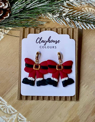 Santa Bow Earrings : Red