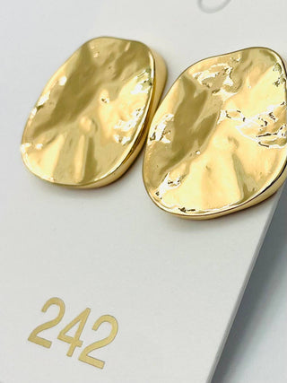 Golden Horizon Hammered Stud Earrings