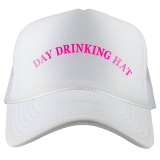 Day Drinking DECAL Foam Trucker Hat: White