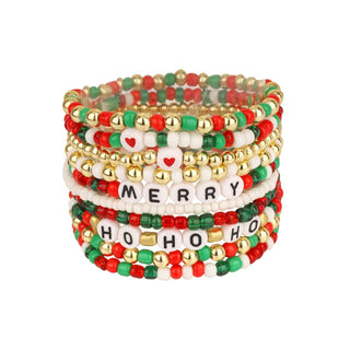 Merry & Bright Holiday Beaded Bracelet Stack