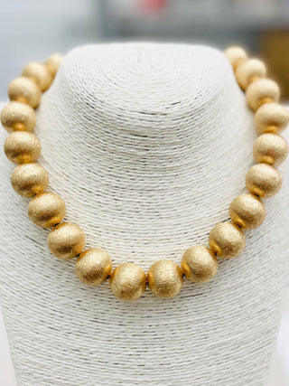 Brushed Gold Ball Necklace