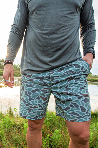 Burlebo Everyday Shorts - Retro Duck Camo - Grey Pockets