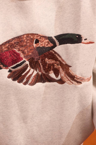 IT2594E-MALLARD | 'MALLARD' Embroidered Mock-Neck Sweatshirt: S/M-L/XL (3-3) / ASH GREY