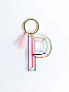 MARY SQUARE INITIAL KEYCHAIN
