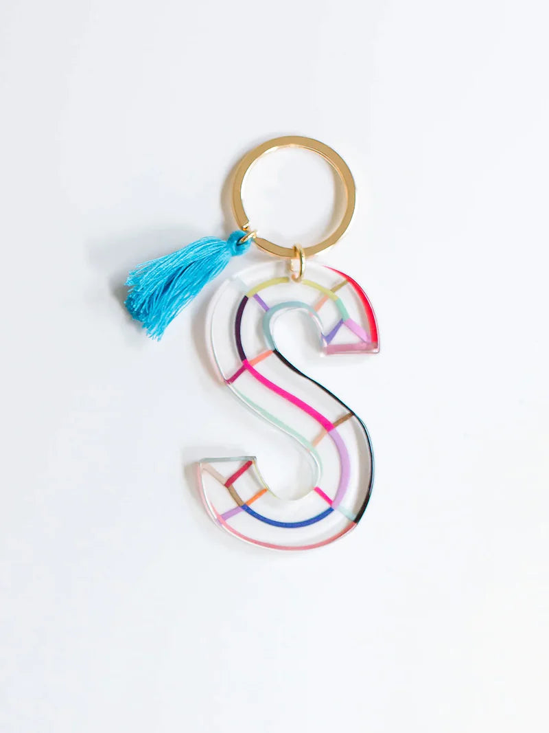 Mary Square Initial Keychain J