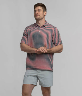 Southern Shirt Company Cahaba Heather Stripe Polo - Black Cherry