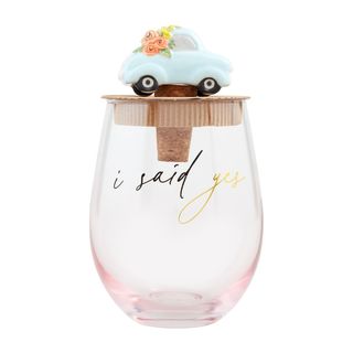 Mud Pie I Said Yes Wine Glass