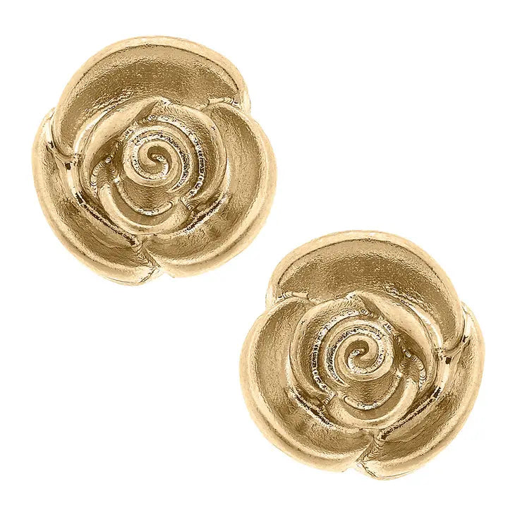 Madison Rose Stud Earrings in Worn Gold