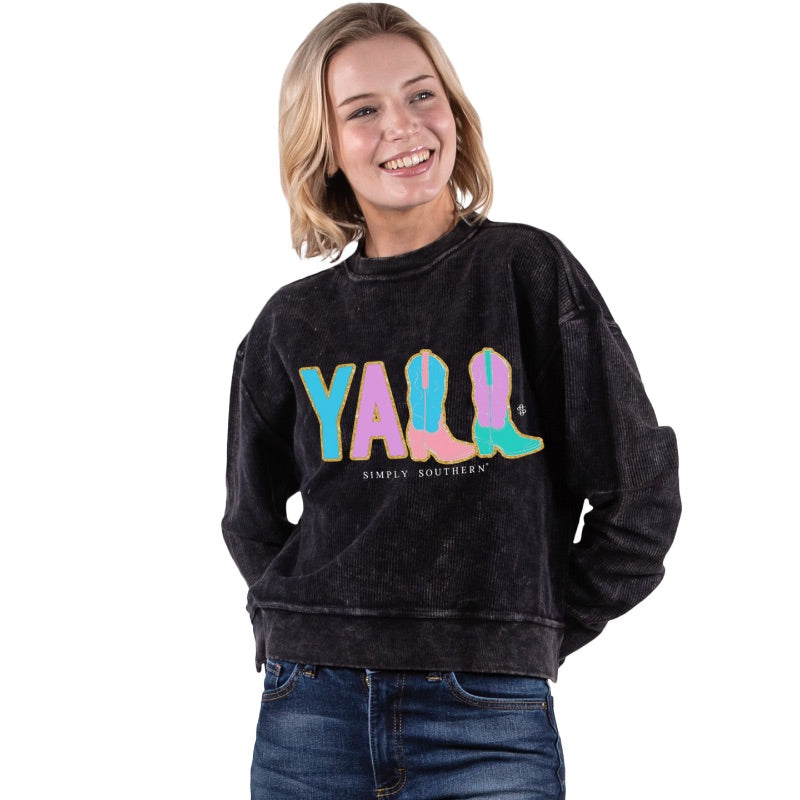 Simply Southern Yall Corduroy Crop Pullover