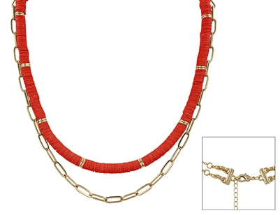 Gold and Red Chain Necklace