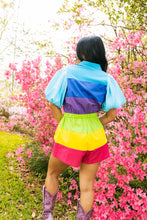 Queen of Sparkles Rainbow Tier Sequin Sleeve Romper final sale