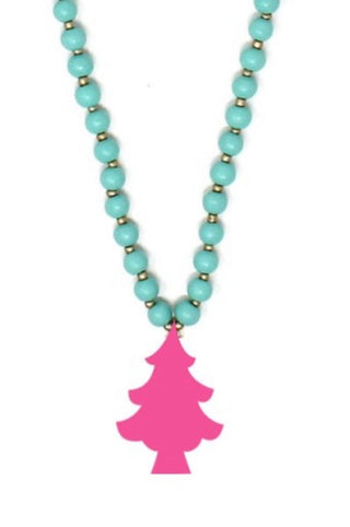 Pink Tree Acrylic Necklace