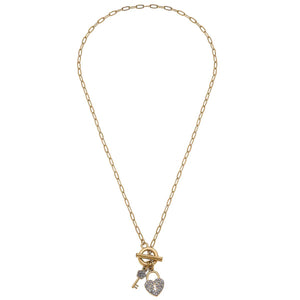 Avril Pave Lock & Key T-Bar necklace