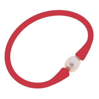 Bali Freshwater Pearl Silicone Bracelet in Red