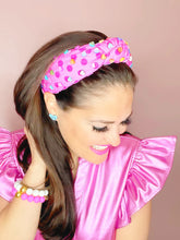 Brianna Cannon PINK VELVET DOT HEADBAND WITH COLORFUL HEARTS