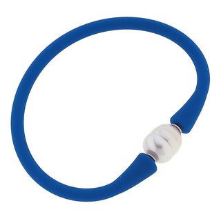 Bali Freshwater Pearl Silicone Bracelet in Blue