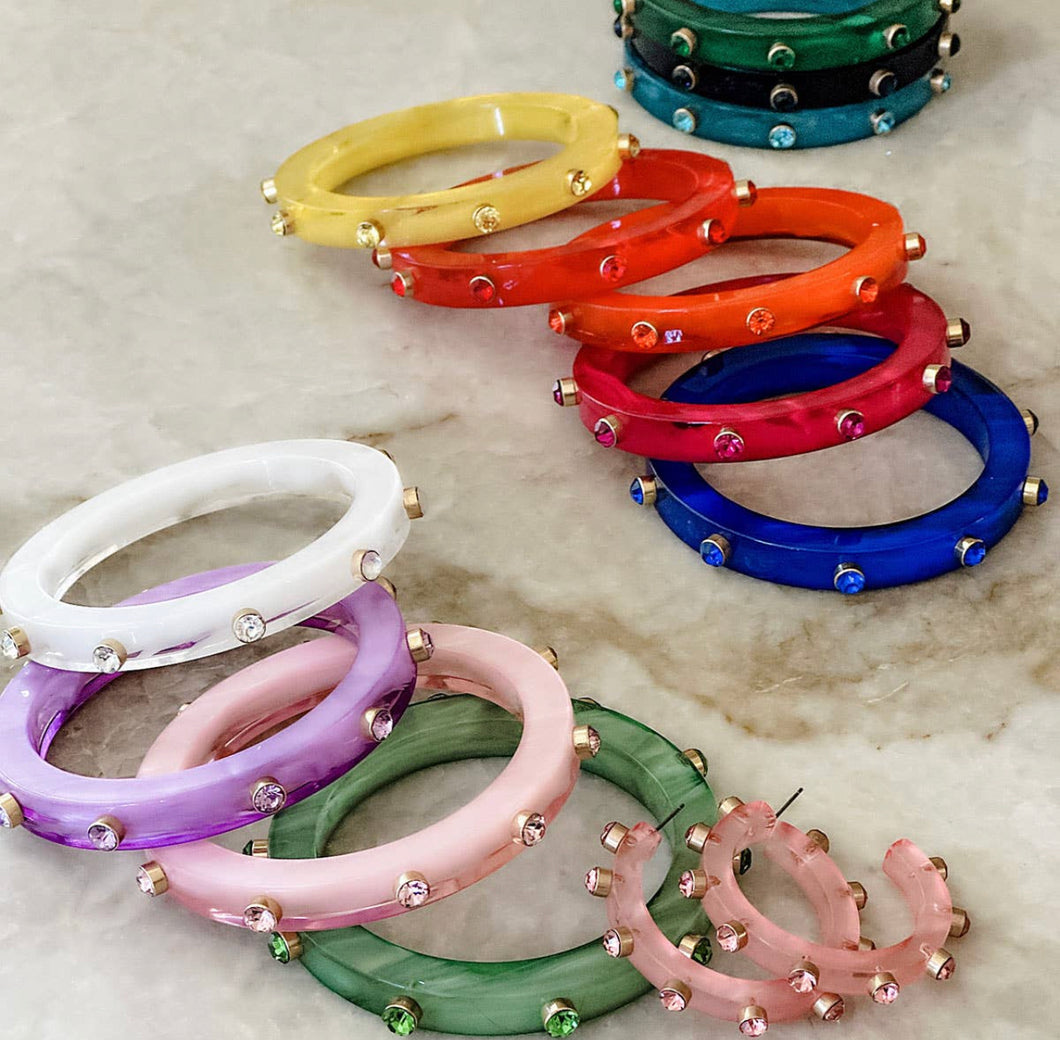 Renee Resin and Rhinestone Bangle (5 Colors