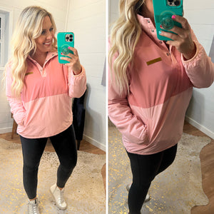 Simply Southern Quarter Zip Jacket in Pink