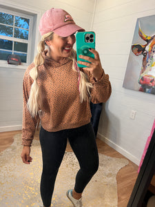 Simply Southern Cropped Hoodie in Leopard