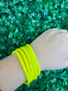 All Weather Neon Lime Bangles Set of 5