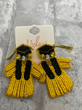Cap and Gown Earrings Black and Gold